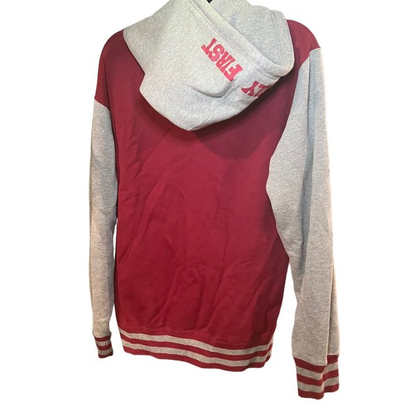 The Citi Team Family First Hooded Jacket Drawstring Full Zip Up Red Gray Medium - Picture 5 of 12